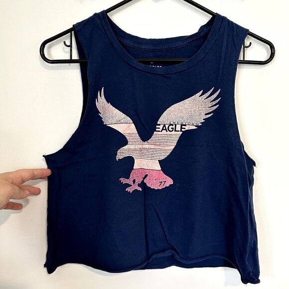 American Eagle Navy Blue Cropped Tank - Extra Small - Picture 3 of 5